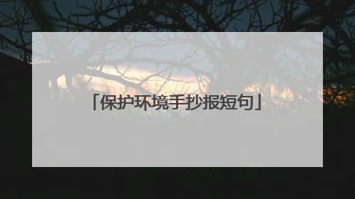 保护环境手抄报短句
