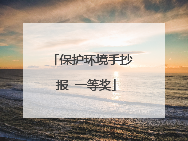 保护环境手抄报 一等奖