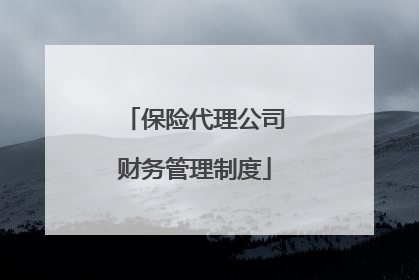 保险代理公司财务管理制度