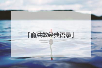 俞洪敏经典语录