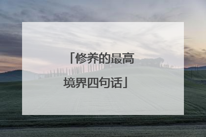 修养的最高境界四句话