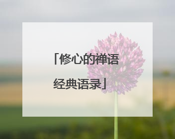 修心的禅语经典语录