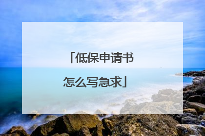 低保申请书怎么写急求