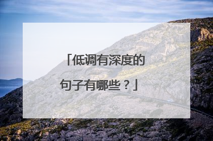 低调有深度的句子有哪些?