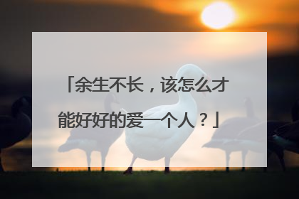 余生不长，该怎么才能好好的爱一个人？