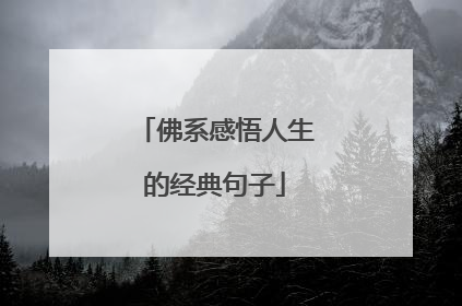 佛系感悟人生的经典句子