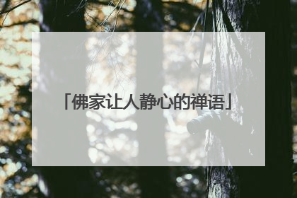 佛家让人静心的禅语