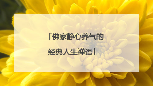 佛家静心养气的经典人生禅语