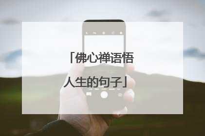 佛心禅语悟人生的句子