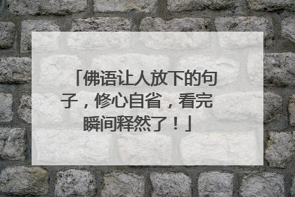 佛语让人放下的句子，修心自省，看完瞬间释然了！