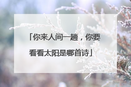 你来人间一趟,你要看看太阳是哪首诗