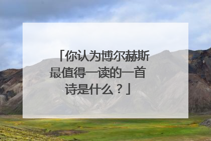 你认为博尔赫斯最值得一读的一首诗是什么？