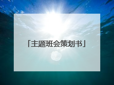 主题班会策划书