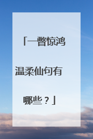 一瞥惊鸿温柔仙句有哪些？