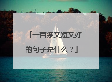 一百条又短又好的句子是什么？