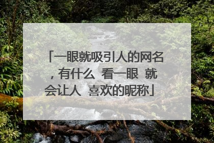 一眼就吸引人的网名，有什么 看一眼 就会让人 喜欢的昵称