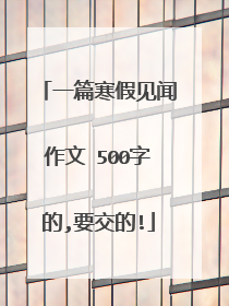 一篇寒假见闻作文 500字的,要交的!