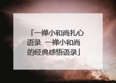 一禅小和尚扎心语录 一禅小和尚的经典感悟语录