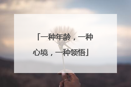 一种年龄，一种心境，一种领悟