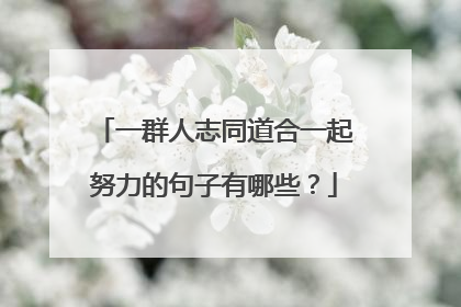 一群人志同道合一起努力的句子有哪些?