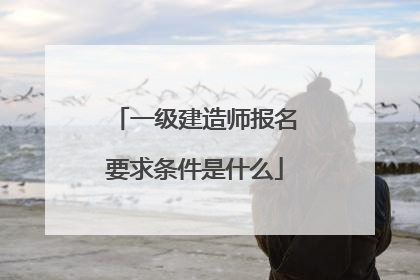 一级建造师报名要求条件是什么
