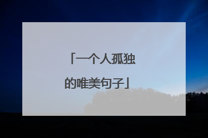 一个人孤独的唯美句子