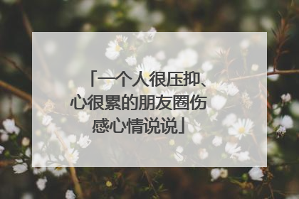 一个人很压抑、心很累的朋友圈伤感心情说说