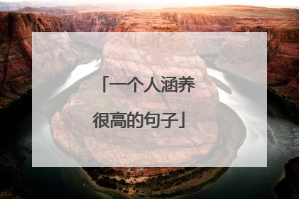 一个人涵养很高的句子