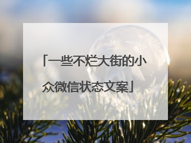 一些不烂大街的小众微信状态文案