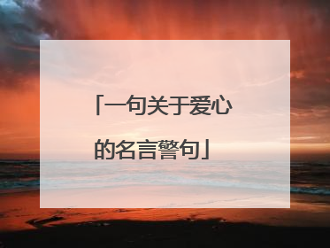 一句关于爱心的名言警句