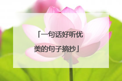 一句话好听优美的句子摘抄
