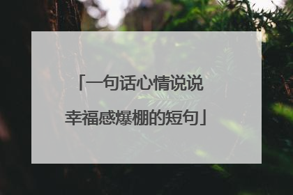 一句话心情说说 幸福感爆棚的短句