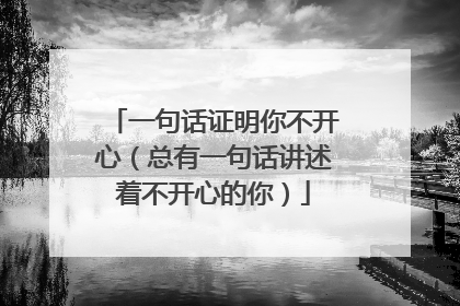 一句话证明你不开心（总有一句话讲述着不开心的你）