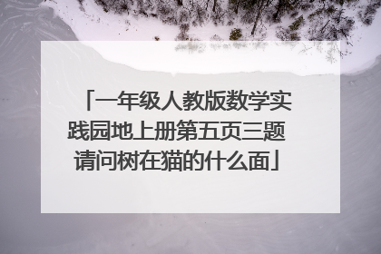 一年级人教版数学实践园地上册第五页三题请问树在猫的什么面