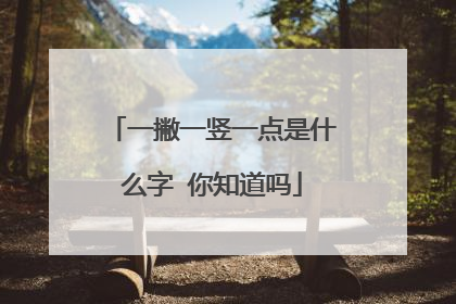 一撇一竖一点是什么字 你知道吗