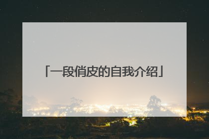 一段俏皮的自我介绍