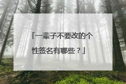 一辈子不要改的个性签名有哪些?