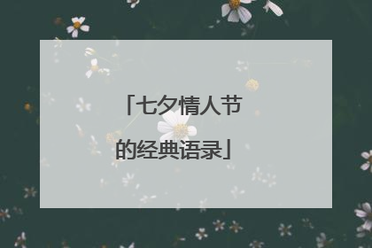 七夕情人节的经典语录