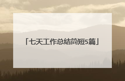七天工作总结简短5篇