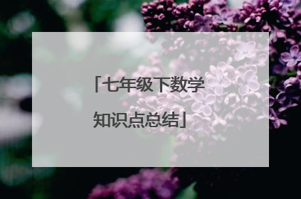 七年级下数学知识点总结