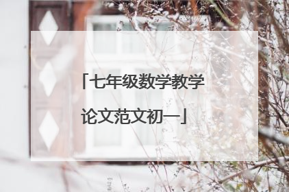 七年级数学教学论文范文初一