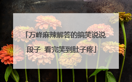 万峰麻辣解答的搞笑说说段子 看完笑到肚子疼