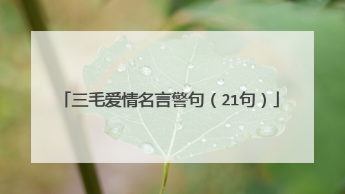 三毛爱情名言警句（21句）