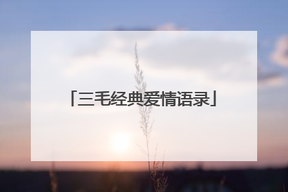 三毛经典爱情语录