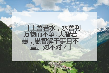 上善若水，水善利万物而不争.大智若愚，愚智解千事且不宣。对不对？