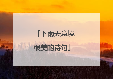 下雨天意境很美的诗句