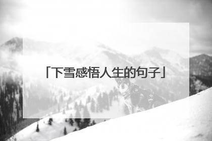 下雪感悟人生的句子
