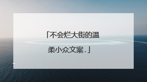 不会烂大街的温柔小众文案.