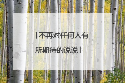 不再对任何人有所期待的说说