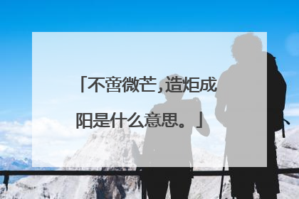 不啻微芒,造炬成阳是什么意思。
